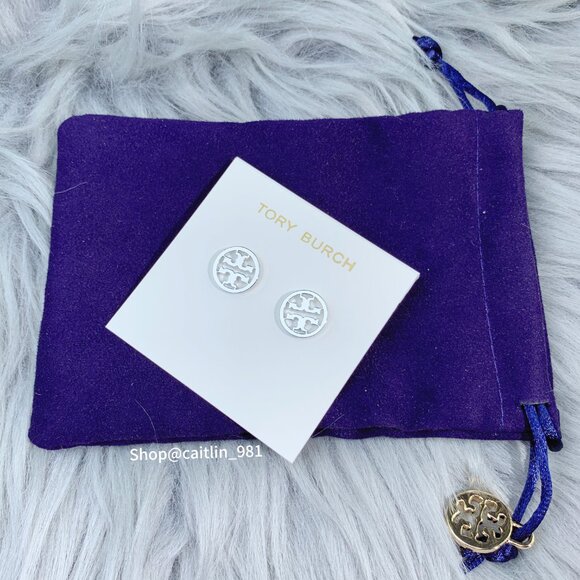 Tory Burch Women's Logo Circle-Stud Earrings - Tory Silver - Picture 2 of 5